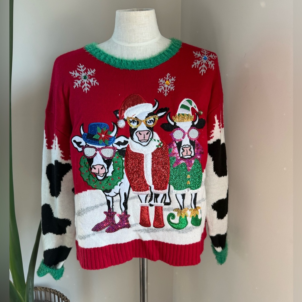 Ugly Christmas Sweater Jingle Bell Cows